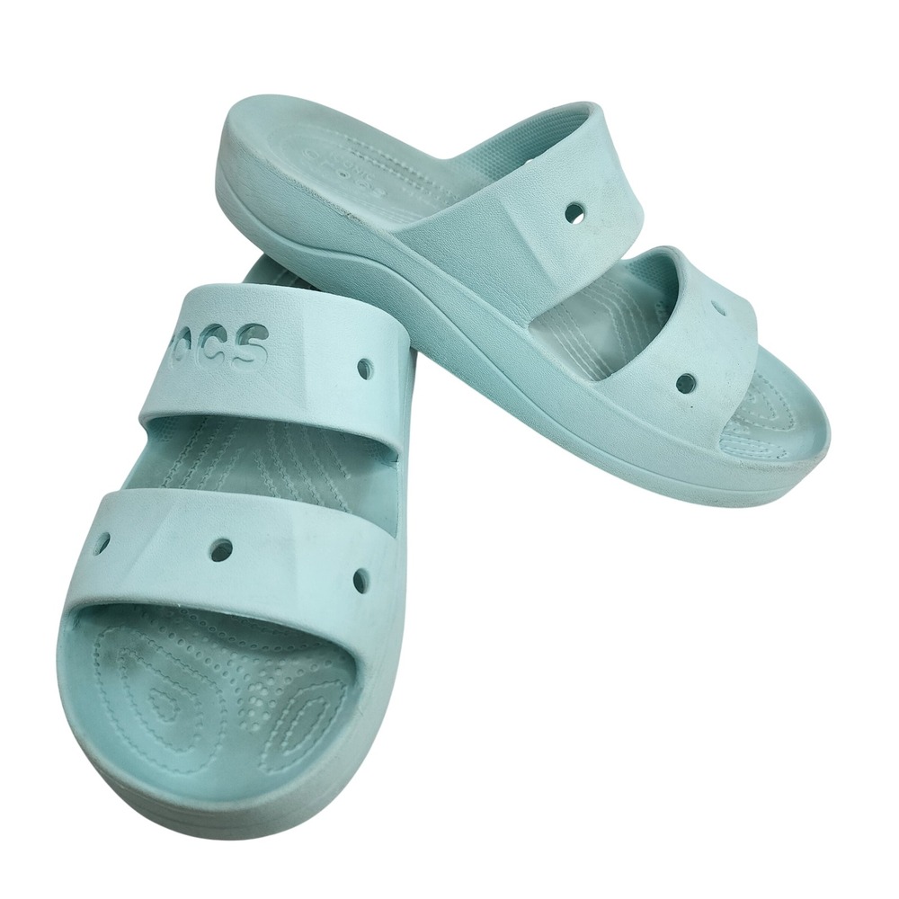 Crocs‎ Baya Platform Sandals Women's 10 Slides Active Shoes Light Turquoise Blue